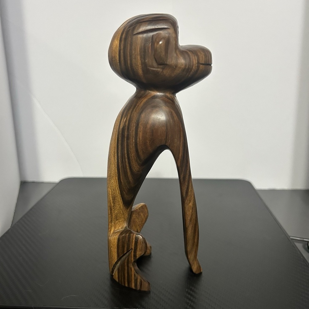 Vintage Hand Carved Wooden Monkey Figurine Collectible Sculpture